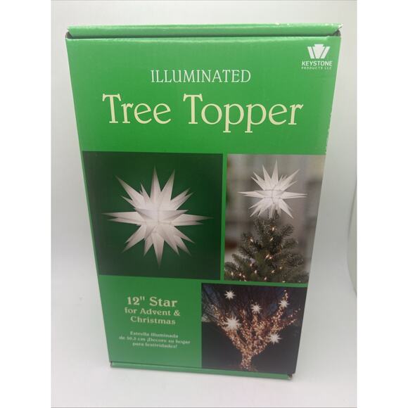 illuminated Christmas Tree Topper 12” White Starburst - Picture 1 of 3